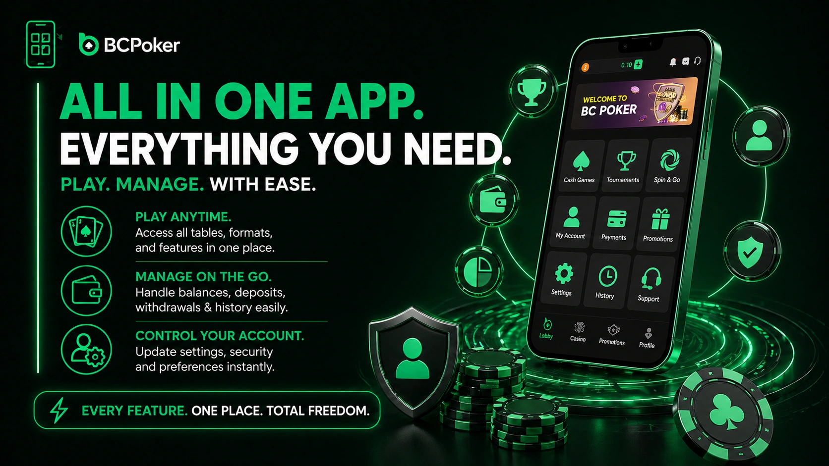BCPoker all in one app Brazil mobile poker cash games tournaments payments account management online poker Brazil