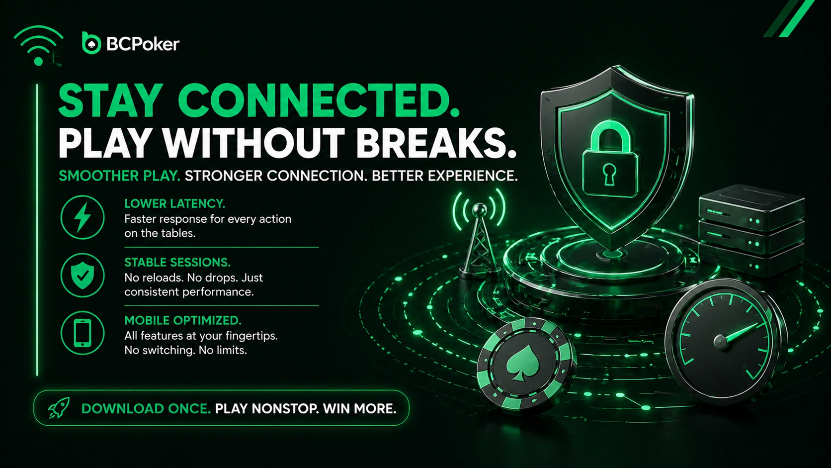 BCPoker stable connection Brazil mobile poker platform low latency secure sessions nonstop gameplay online poker Brazil